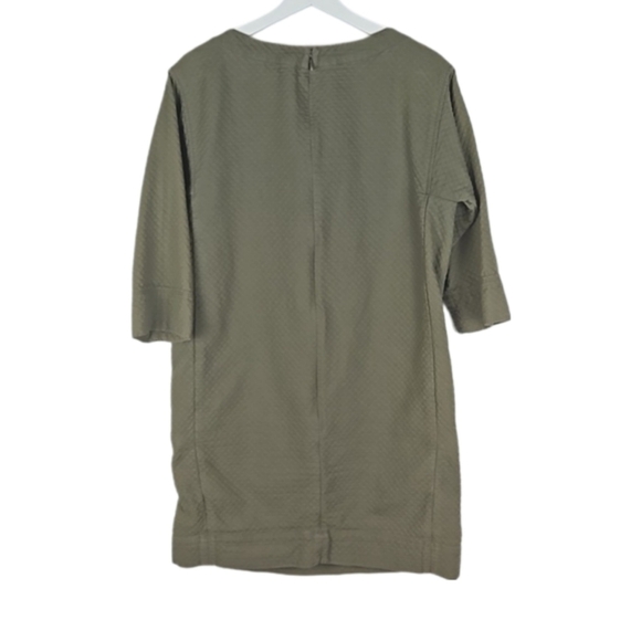 GAP Quilted Zippered-Pockets Shift Dress, Olive Green, Size S - Picture 3 of 6